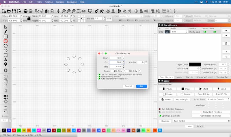 Creating An Array From Shapes Lightburn